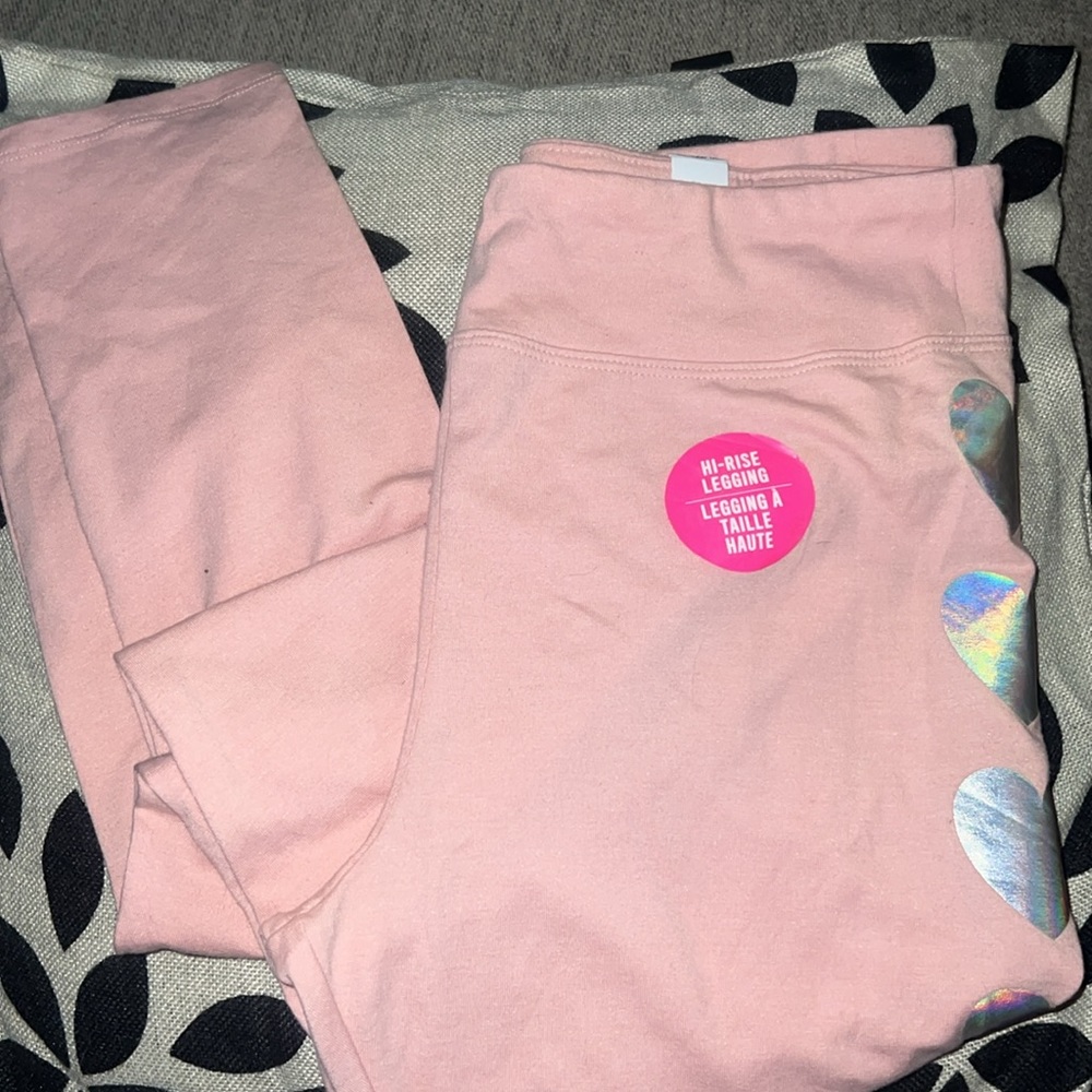 Place childrens place NWT pink leggings monochrome hearts left leg XXL/16